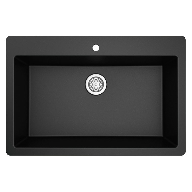 Black Quartz Single Bowl Drop-In Kitchen Sink