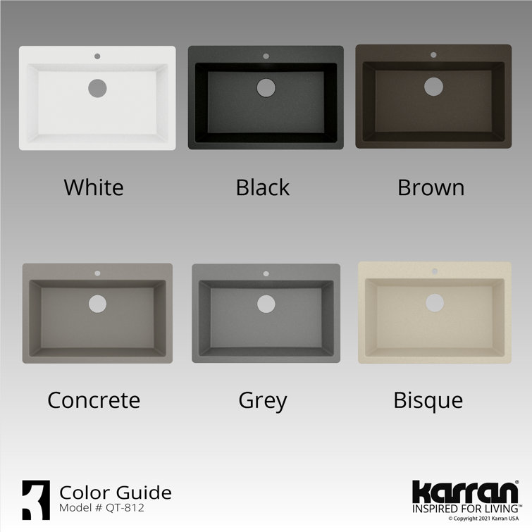 Brown Quartz 33'' Single Bowl Drop-in Kitchen Sink