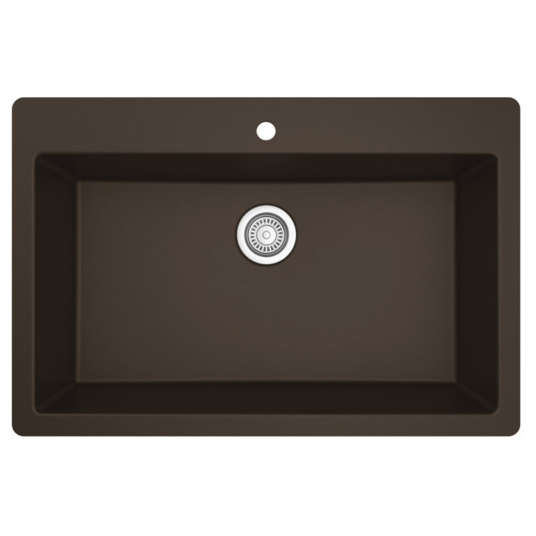 Brown Quartz 33'' Single Bowl Drop-in Kitchen Sink