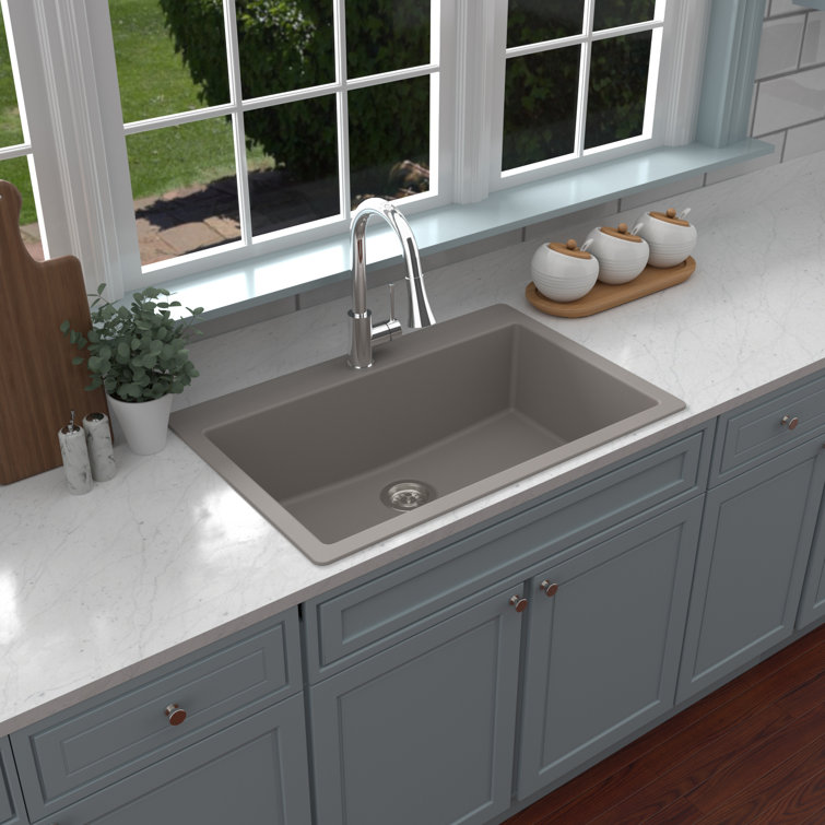 Karran 33'' Concrete Quartz Single Bowl Kitchen Sink