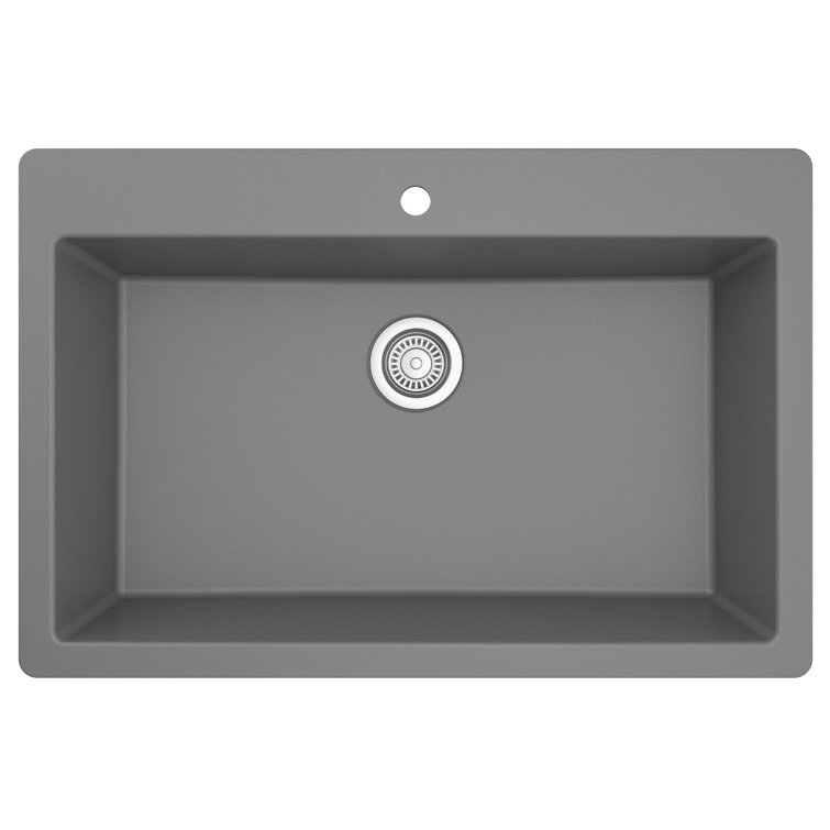 Gray Quartz 33'' Single Bowl Drop-in Kitchen Sink