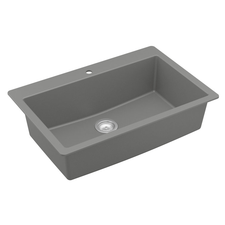 Gray Quartz 33'' Single Bowl Drop-in Kitchen Sink