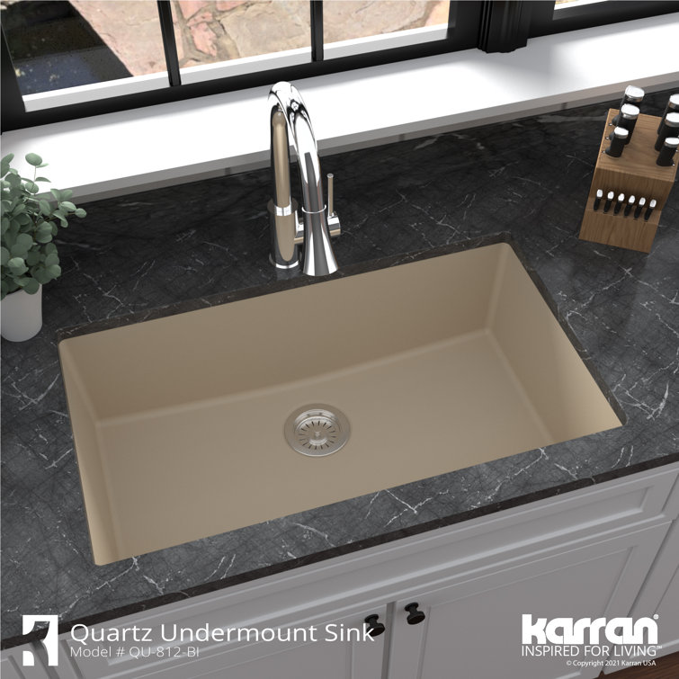 Bisque Quartz Large Single Bowl Undermount Kitchen Sink