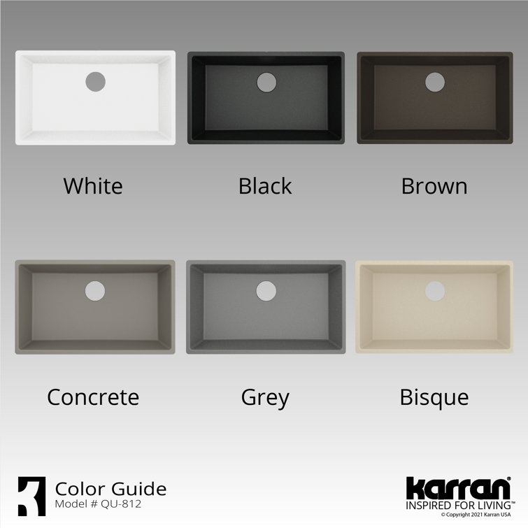 White Quartz 32'' Large Single Bowl Undermount Kitchen Sink