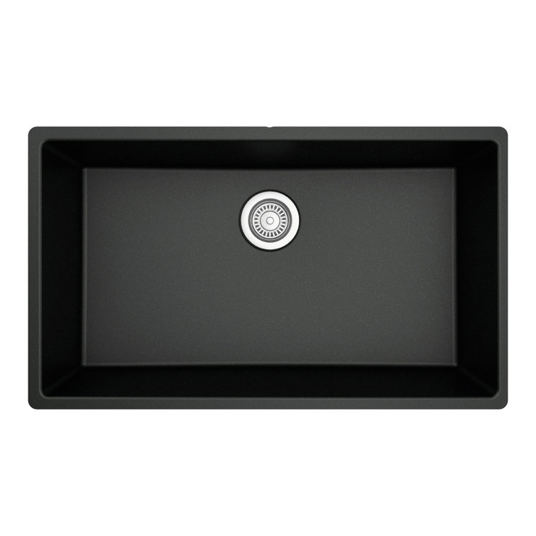 Black Quartz Composite Large Single Bowl Undermount Kitchen Sink
