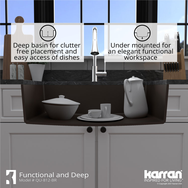 Brown Quartz Large Single Bowl Undermount Kitchen Sink
