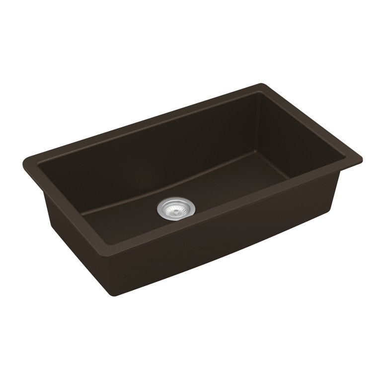 Brown Quartz Large Single Bowl Undermount Kitchen Sink