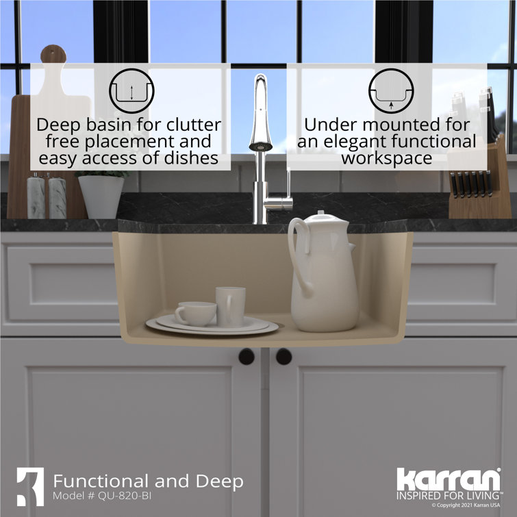 Bisque Quartz Composite Single Bowl Undermount Kitchen Sink