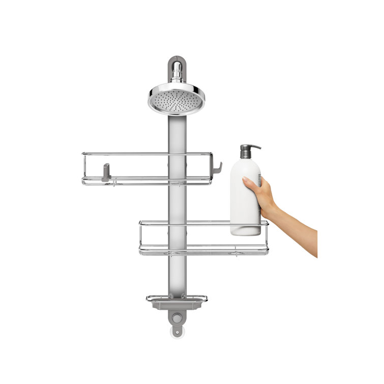 Medium Stainless Steel Adjustable Shower Caddy with Suction Mount