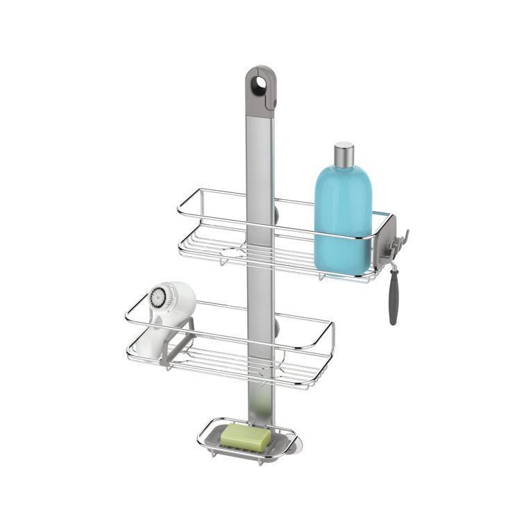 Medium Stainless Steel Adjustable Shower Caddy with Suction Mount