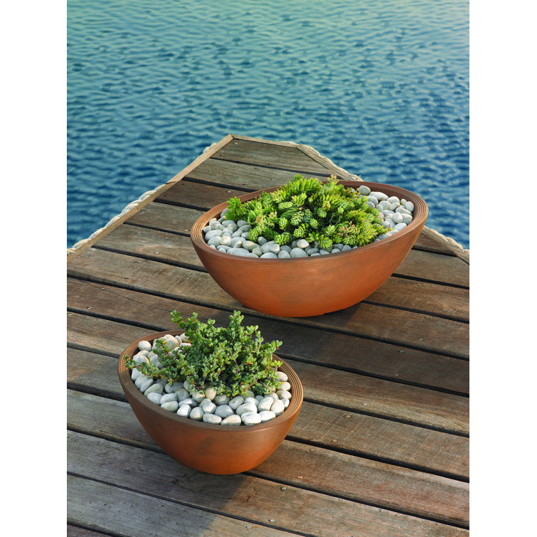 Caviar Black 24-Inch Oval Polyethylene Resin Planter Bowl