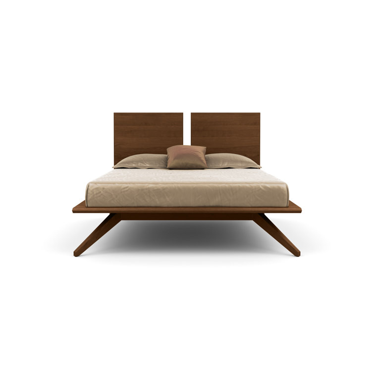 Astrid Queen Saddle Cherry Solid Wood Platform Bed with Headboard