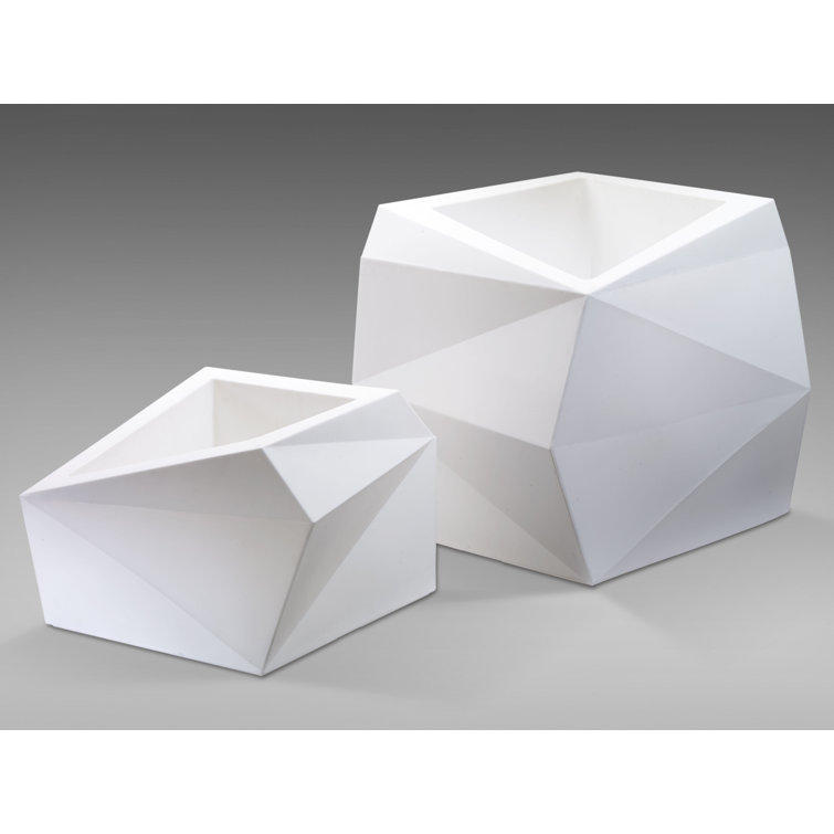 White Origami Resin Indoor/Outdoor Planter, 23" Wide