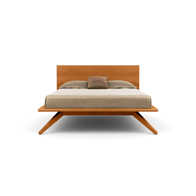 California King Natural Cherry Wood Frame Bed with Headboard