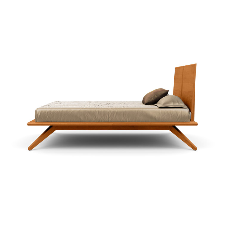 King Walnut Solid Wood Platform Bed with Adjustable Headboard