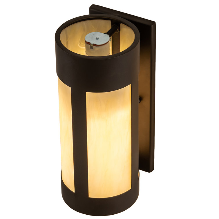 Elegant Oil-Rubbed Bronze Wall Sconce with Beige Acrylic Shade