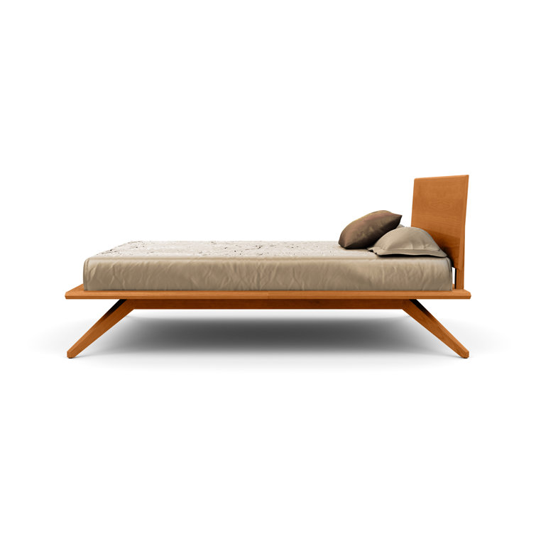 California King Natural Cherry Wood Frame Bed with Headboard
