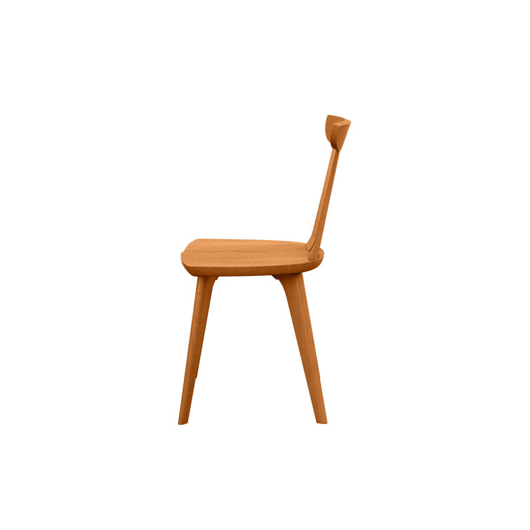 Estelle Natural Cherry Solid Wood Slat Back Upholstered Side Chair