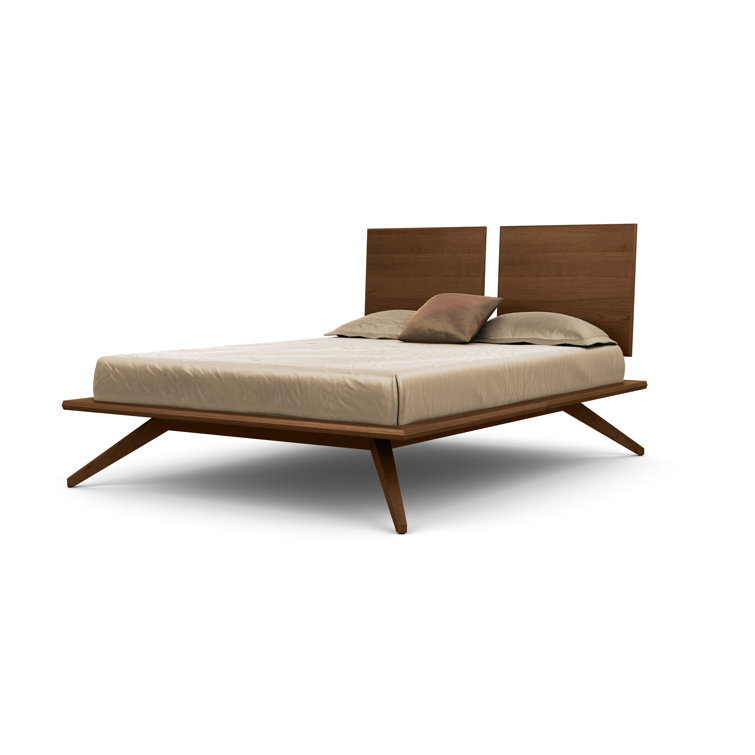 Astrid Queen Saddle Cherry Solid Wood Platform Bed with Headboard
