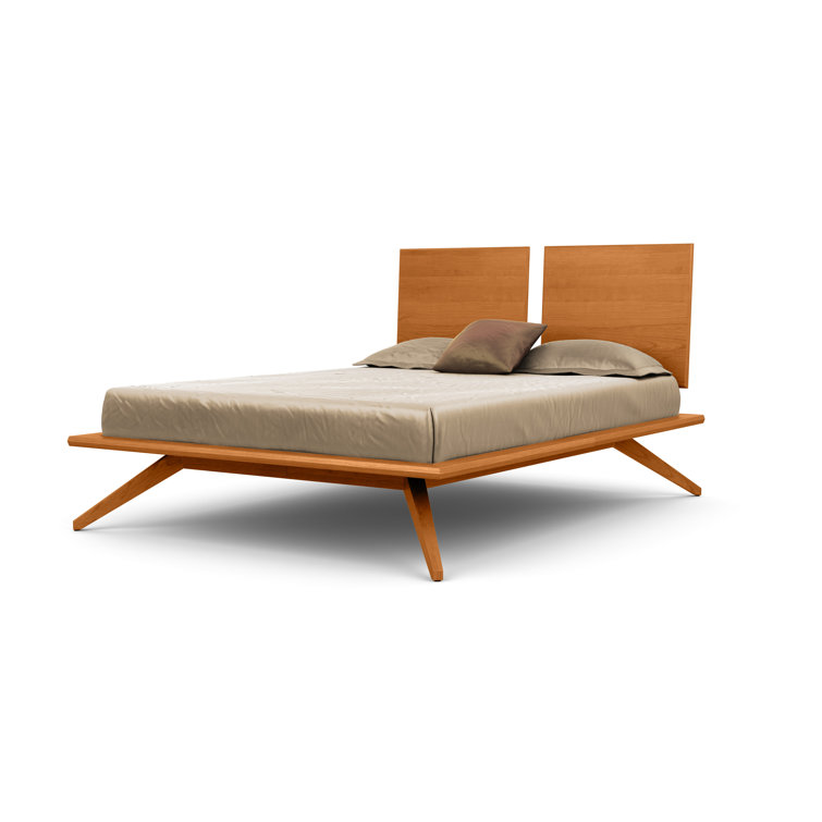 King Walnut Solid Wood Platform Bed with Adjustable Headboard