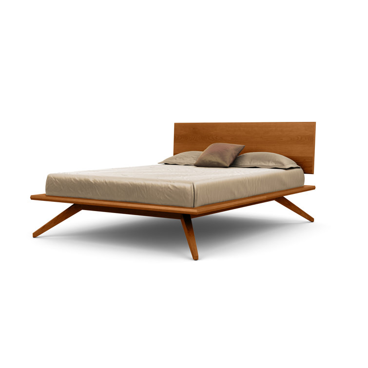 Astrid King Size Platform Bed with Splayed Legs in Autumn Cherry