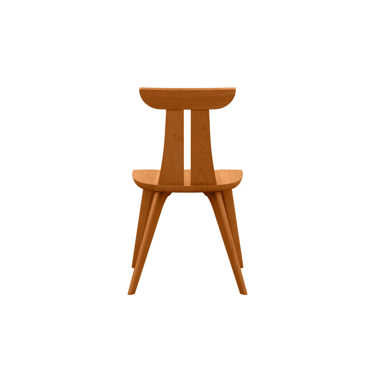 Estelle Natural Cherry Solid Wood Slat Back Upholstered Side Chair