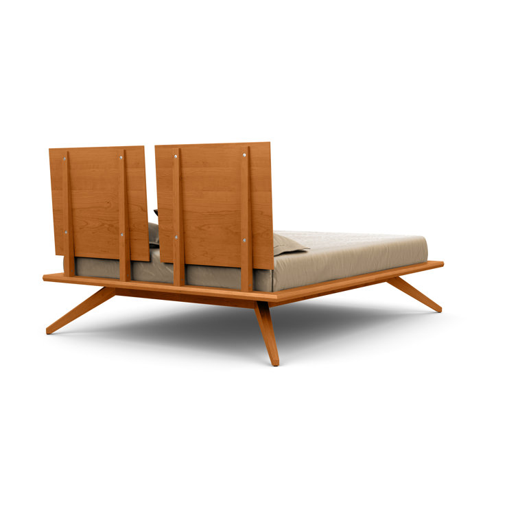 King Walnut Solid Wood Platform Bed with Adjustable Headboard