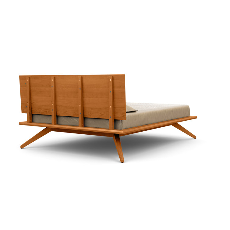 California King Natural Cherry Wood Frame Bed with Headboard