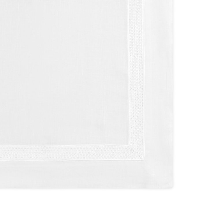 Riley White Linen Tablecloth with Swiss Guipure Lace