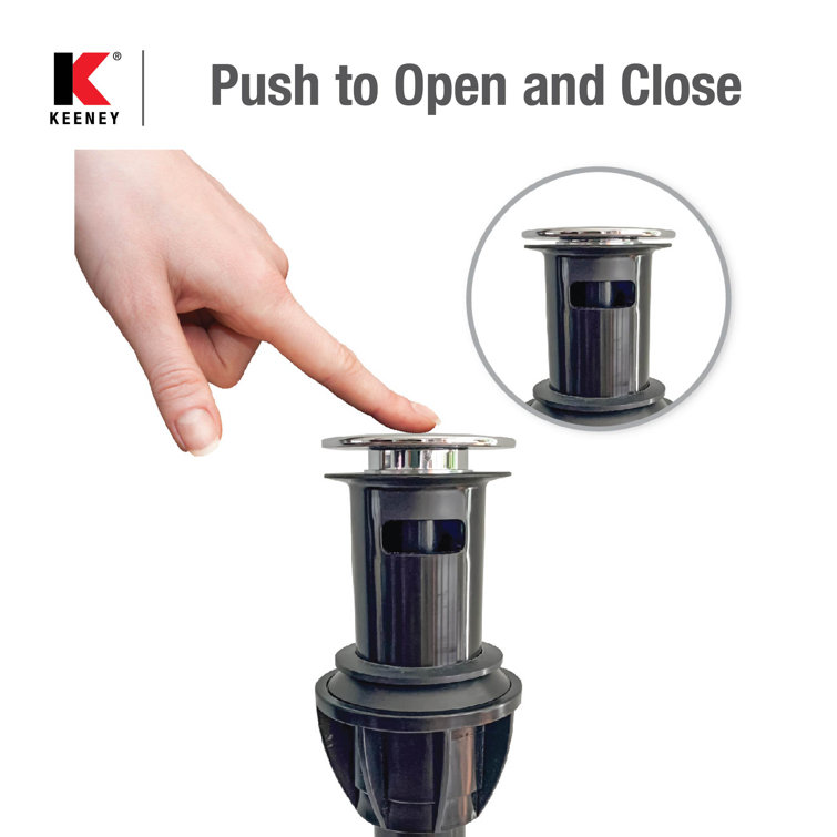 Polished Chrome Push Button Sink Drain with Overflow