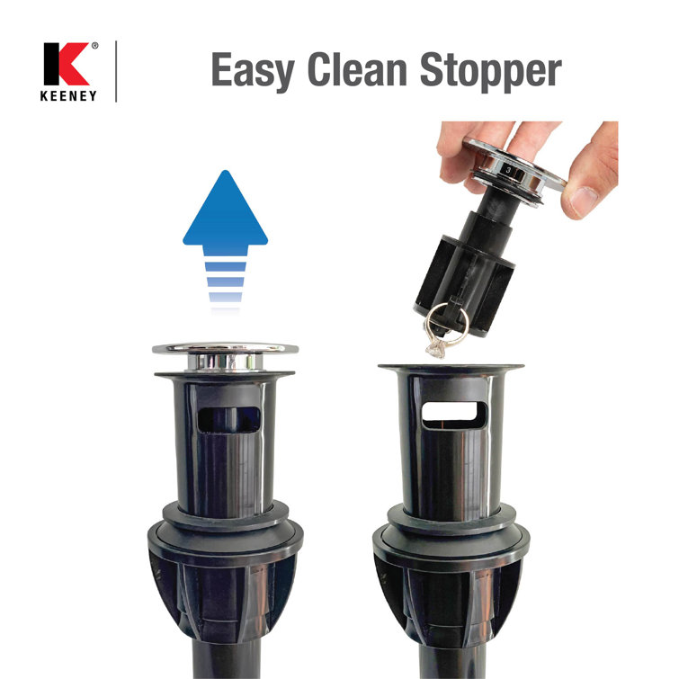 Polished Chrome Push Button Sink Drain with Overflow