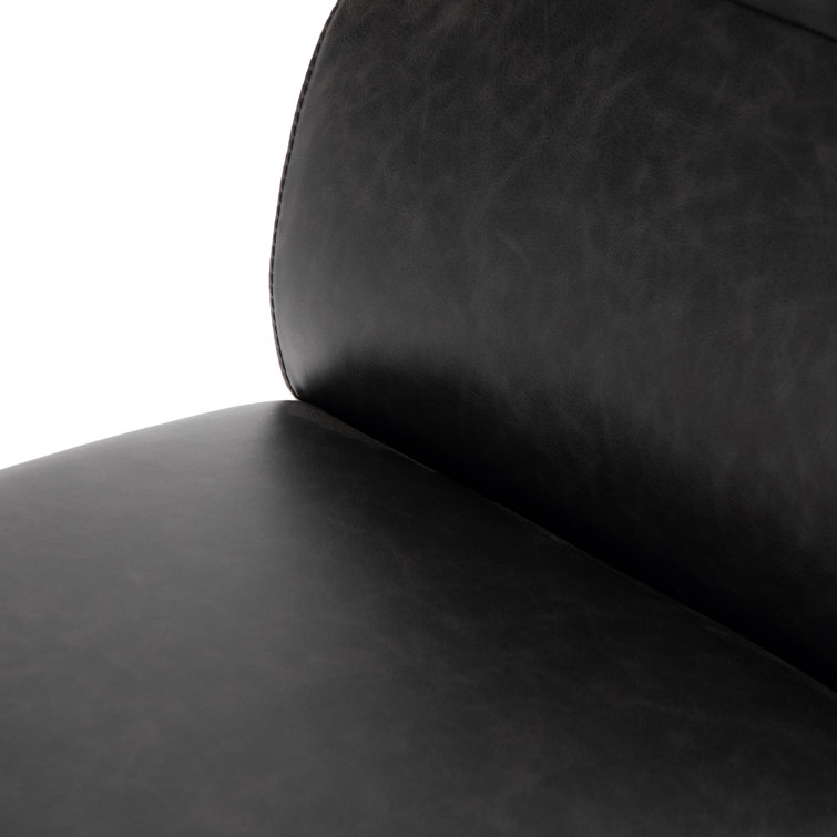 Sleek Black Top-Grain Leather Upholstered Side Chair with Metal Frame
