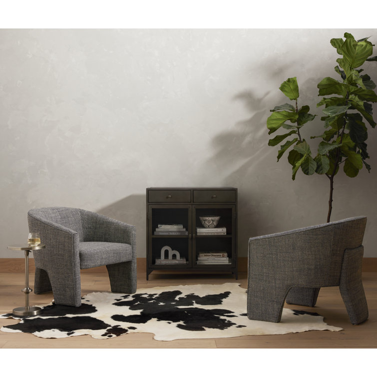 Barron Smoke Leather Barrel Chair with S-Spring Seat
