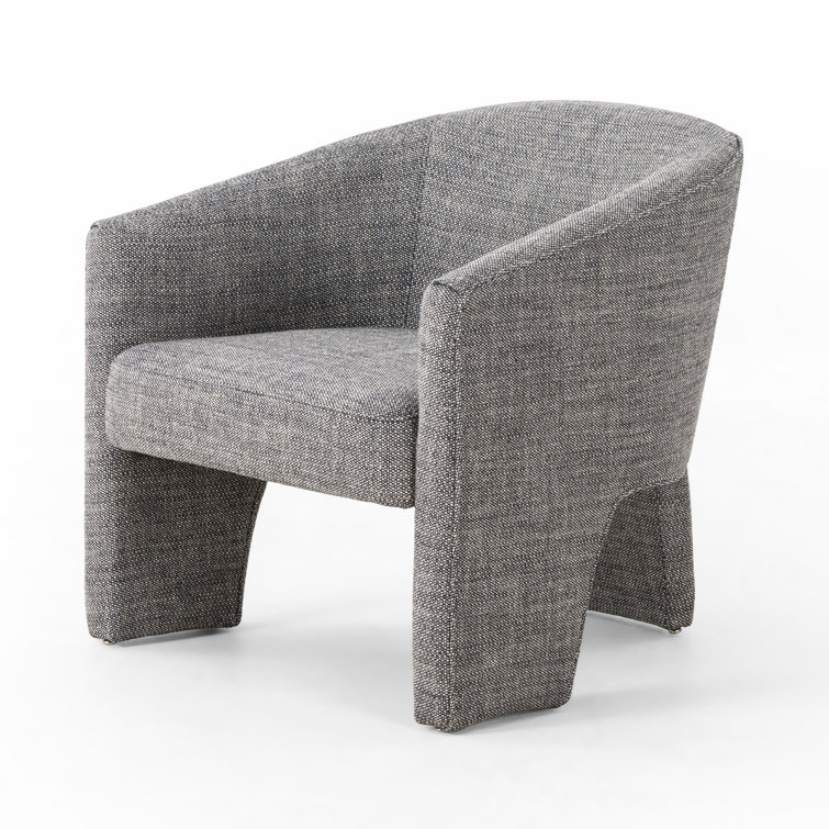 Barron Smoke Leather Barrel Chair with S-Spring Seat
