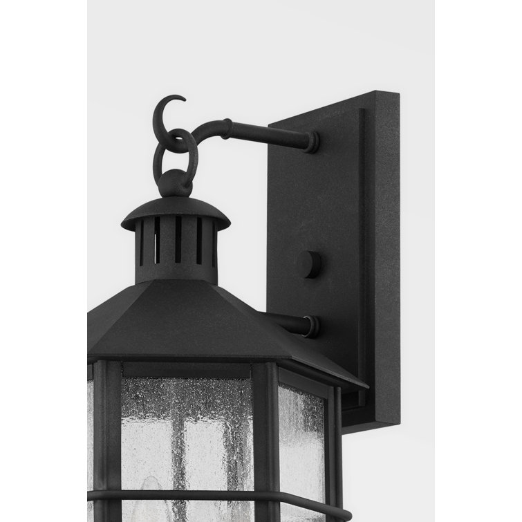 French Iron Black 4-Light Wall Sconce with Clear Seeded Glass Shade