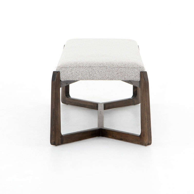 Brunswick Pebble 63.5" Modern Beechwood and Leather Bench