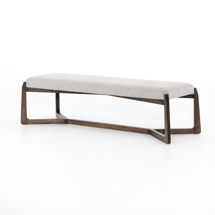 Brunswick Pebble 63.5" Modern Beechwood and Leather Bench