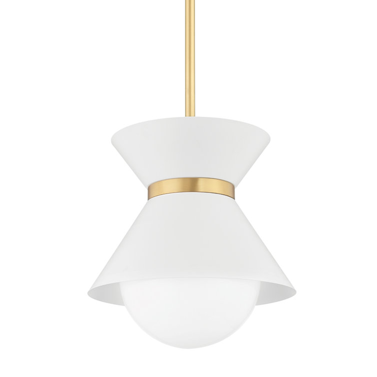 White Glass Globe Pendant Light with Polished Nickel Finish