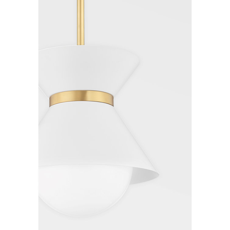 White Glass Globe Pendant Light with Polished Nickel Finish