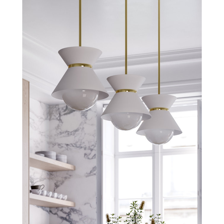 White Glass Globe Pendant Light with Polished Nickel Finish