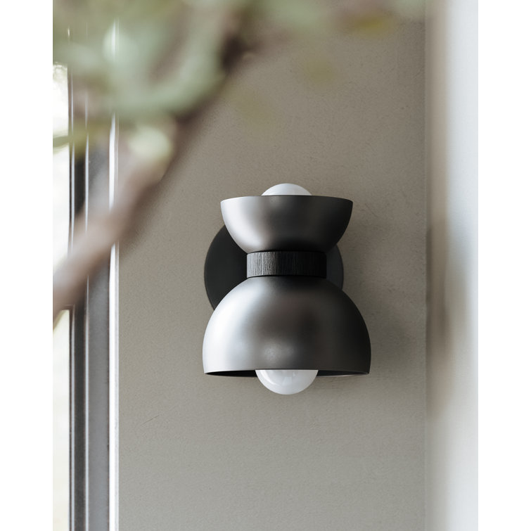 Pomona Ribbed Black Iron 2-Light Wall Sconce