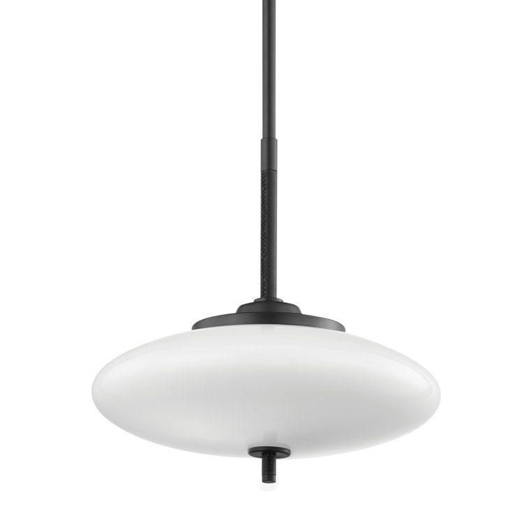 Elegant Dual-Light Geometric Pendant in Satin Black with Opal Glass Shade