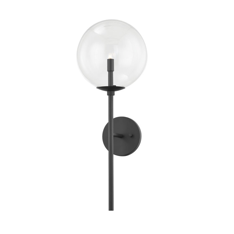 Madrid Soft Black Clear Glass Globe Wall Sconce