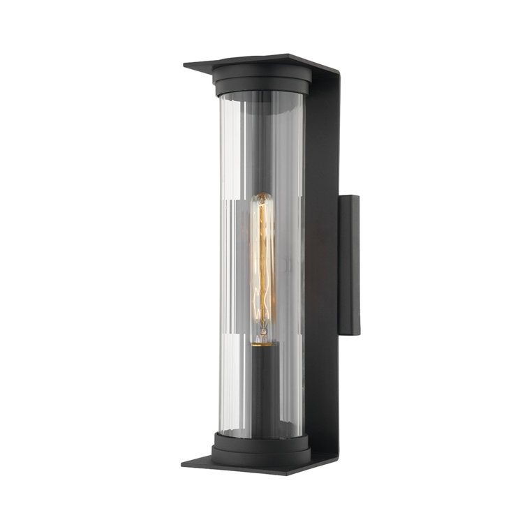 Textured Black Glass Cylinder Wall Sconce