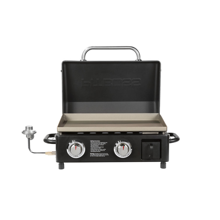 Portable Black Stainless Steel 2-Burner Gas Griddle