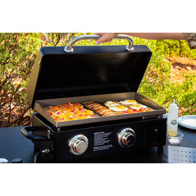 Portable Black Stainless Steel 2-Burner Gas Griddle