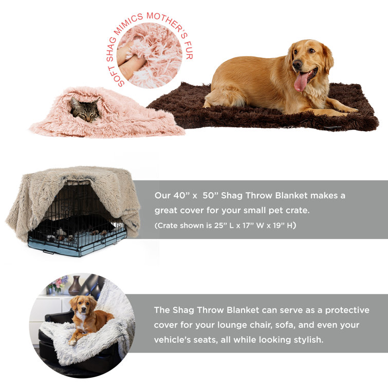 Luxurious Taupe Faux Fur Pet Throw Blanket 30"x40"