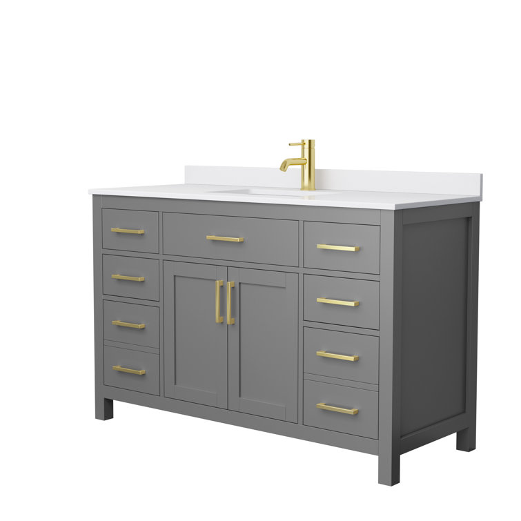Beckett 54" Dark Gray Freestanding Single Bathroom Vanity with White Cultured Marble Top