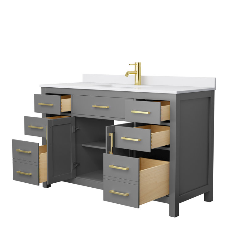 Beckett 54" Dark Gray Freestanding Single Bathroom Vanity with White Cultured Marble Top