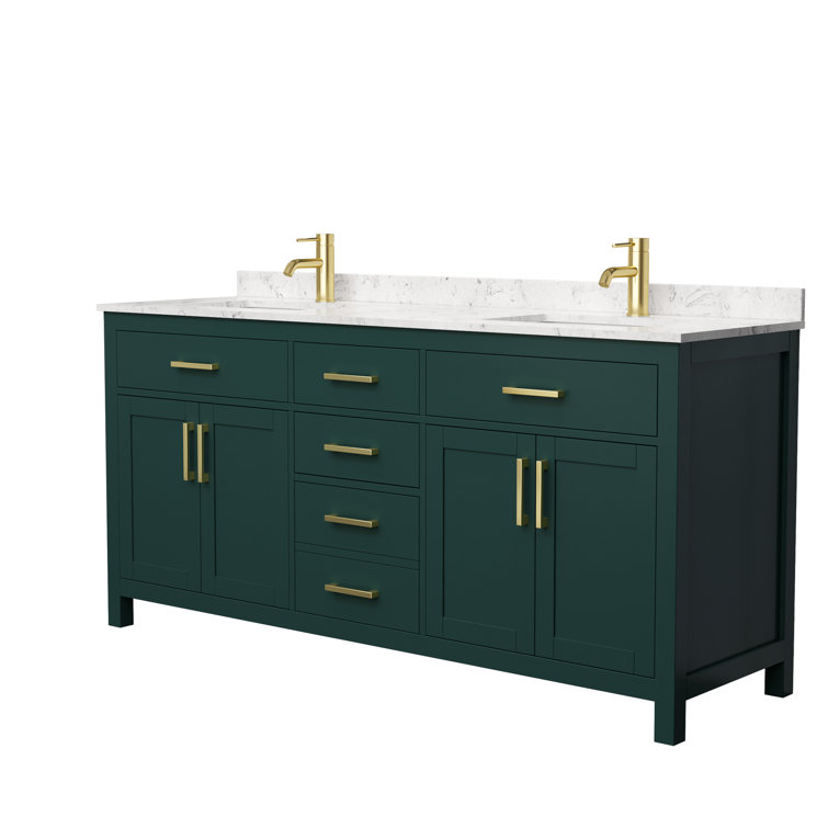 Beckett Green 72" Freestanding Double Vanity with Nickel Accents